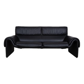 DS-2011 Leather Two-Seater Black Sofa from de Sede For Sale