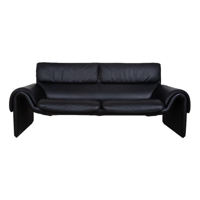 DS-2011 Leather Two-Seater Black Sofa from de Sede For Sale