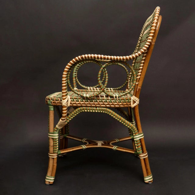 Tan Marshan Rattan Arm Chair in Green By Creel and Gow For Sale - Image 8 of 8