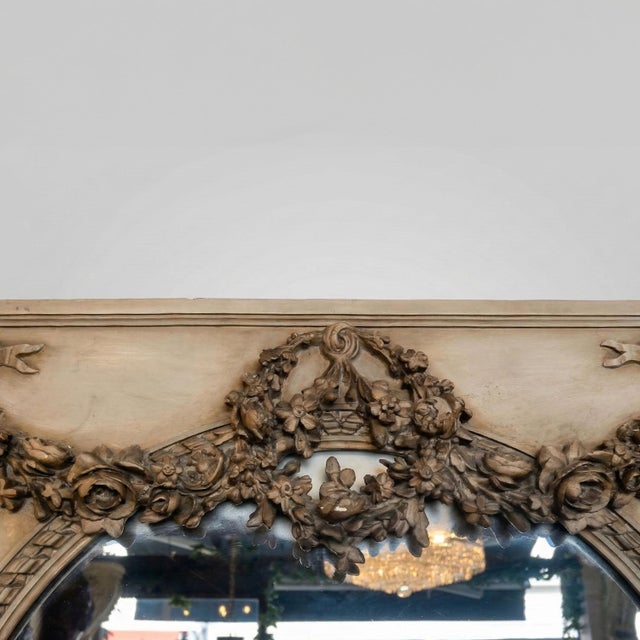 Blue Louis XVI Style Triple Arch Trumeau Mirror, 19th Century For Sale - Image 8 of 11