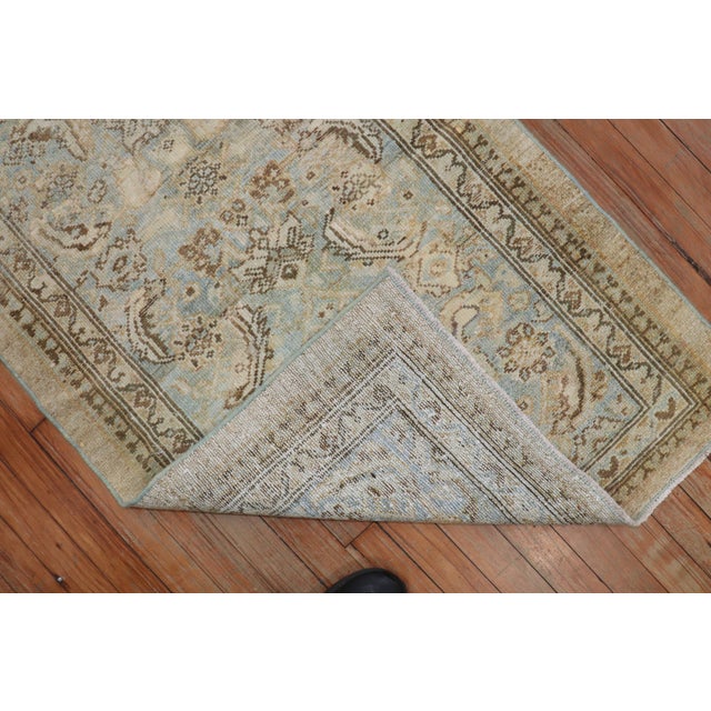 Antique Zabihi Collection Camel Powder Blue Persian Serab Small Rug - 2'7" x 4'1" For Sale - Image 4 of 7