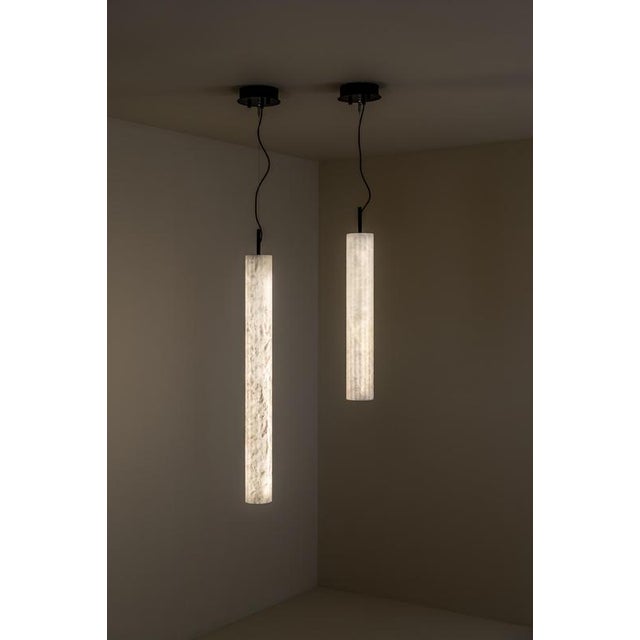 Contemporary Roller Vertical 60 Pendant Lamp by United Alabaster For Sale - Image 3 of 8