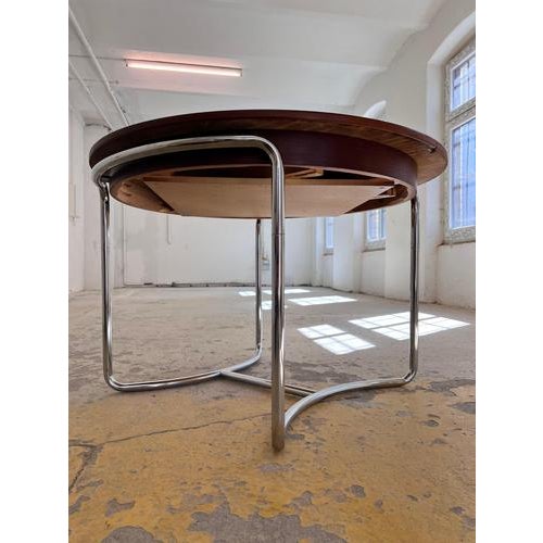 Round Dining Table in Chrome and Walnut Finish For Sale - Image 11 of 11