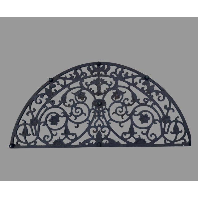 Vintage Antique Design Cast Iron Doormat Architectural Grate Ornate 34” Wide For Sale - Image 4 of 4