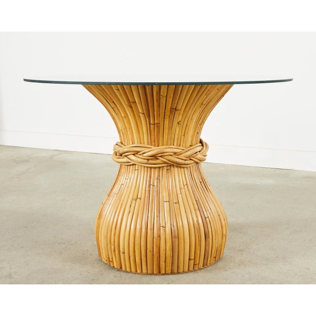 McGuire Organic Modern Bamboo Rattan Hourglass Dining Table For Sale In Sacramento - Image 6 of 13