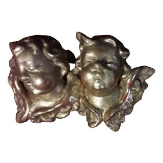 Antique Gilded Wooden Angel Sculpture For Sale