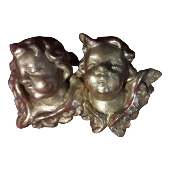 Antique Gilded Wooden Angel Sculpture For Sale