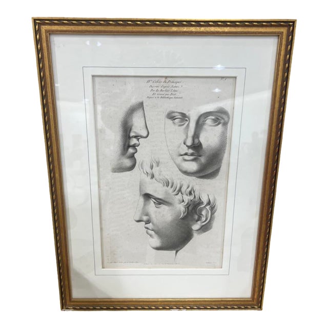 Antique French Engraving With Gilt Wood Frame. For Sale