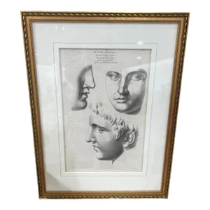 Antique French Engraving With Gilt Wood Frame.
