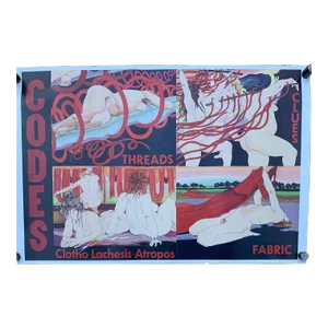 Vintage 1980’s Fashion Poster With Art Nouveau Graphic Design