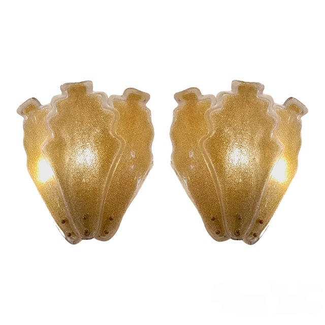 1950s Murano Glass Gold Dust Wall Sconces, 1950s, Set of 2 For Sale - Image 5 of 5