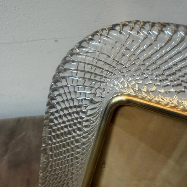 1990s 1990s Barovier Style Art Deco Murano Glass and Brass Horizontal Picture Frame For Sale - Image 5 of 11