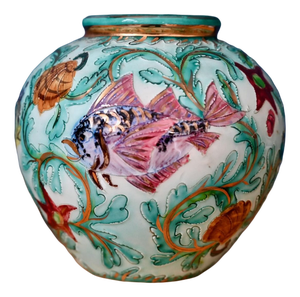 Ball Vase with Kitsch Marine Flora and Fauna Decor from Cerart Monaco, 1960s
