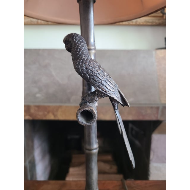 Vintage Bronze Table Lamp With Two Parrots For Sale In Los Angeles - Image 6 of 17