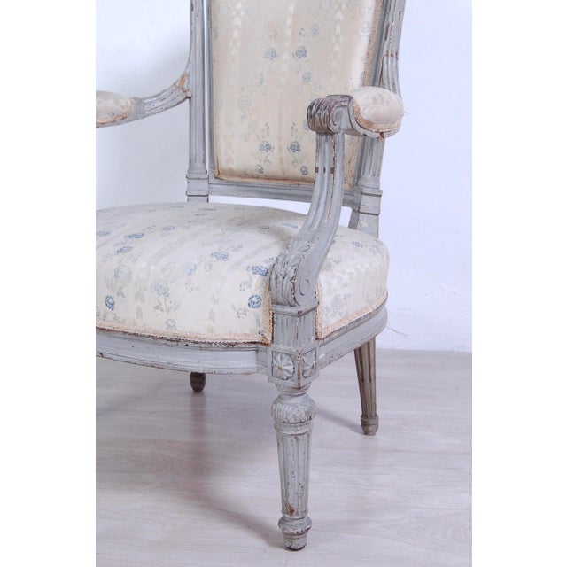 Beige Louis XVI Style Armchair For Sale - Image 8 of 18