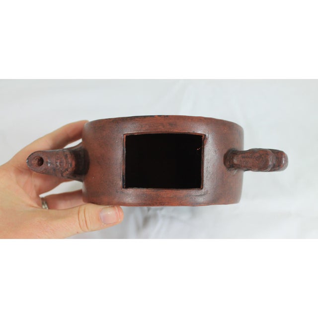 Vintage Chinese Clay Tea Pot W/ Dragon & Bird Motif For Sale - Image 9 of 12