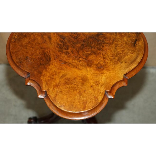 Victorian Burr Walnut Tripod Side Tables, 1860s, Set of 2 For Sale - Image 6 of 18