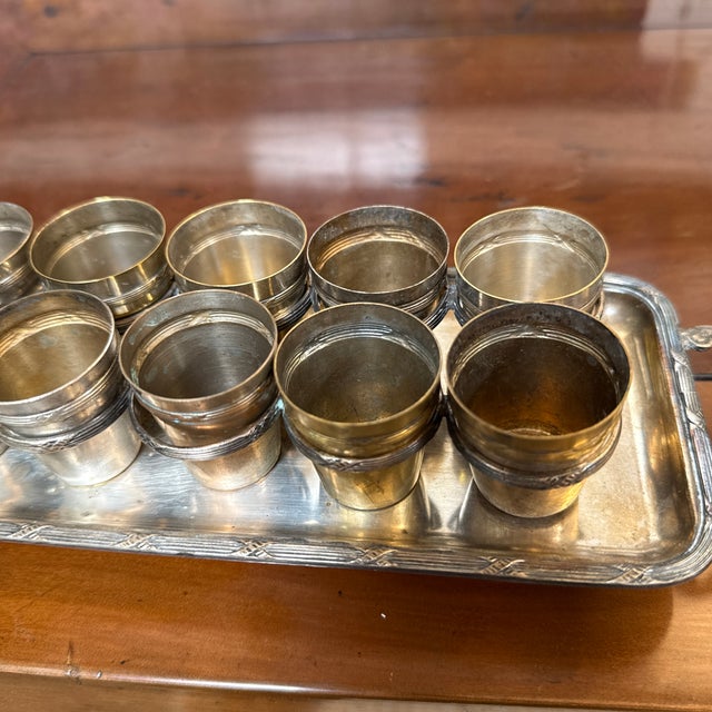 Silverplate Cordial Set + Serving Tray, Vintage For Sale - Image 12 of 12