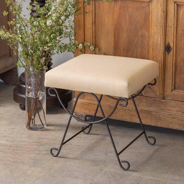 Panoplie Iron Loop Stool, Yellow Linen For Sale - Image 11 of 11