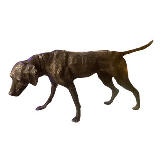 Late 20th Century Bronze Pointer Dog Sculpture For Sale