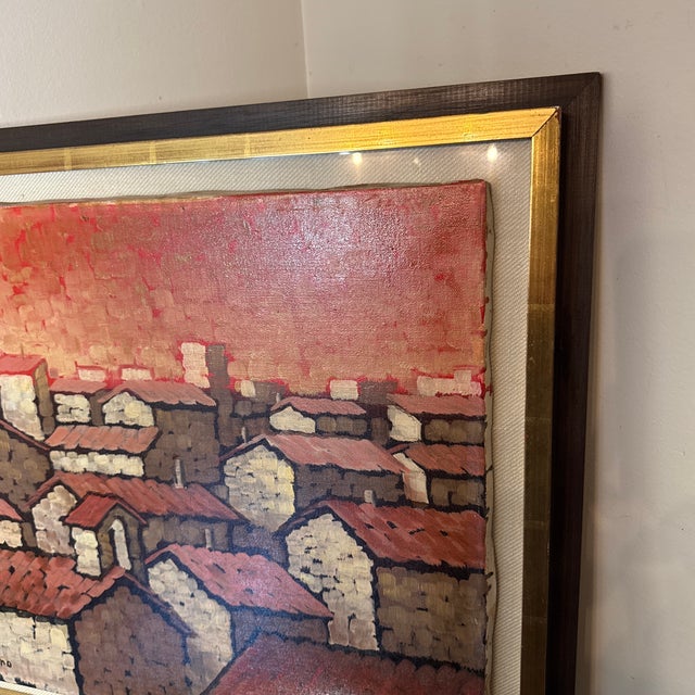 Vintage Street Scene Italian Painting on Canvas ~ Signed Vincenzo Imbriano 1968 For Sale In Atlanta - Image 6 of 10