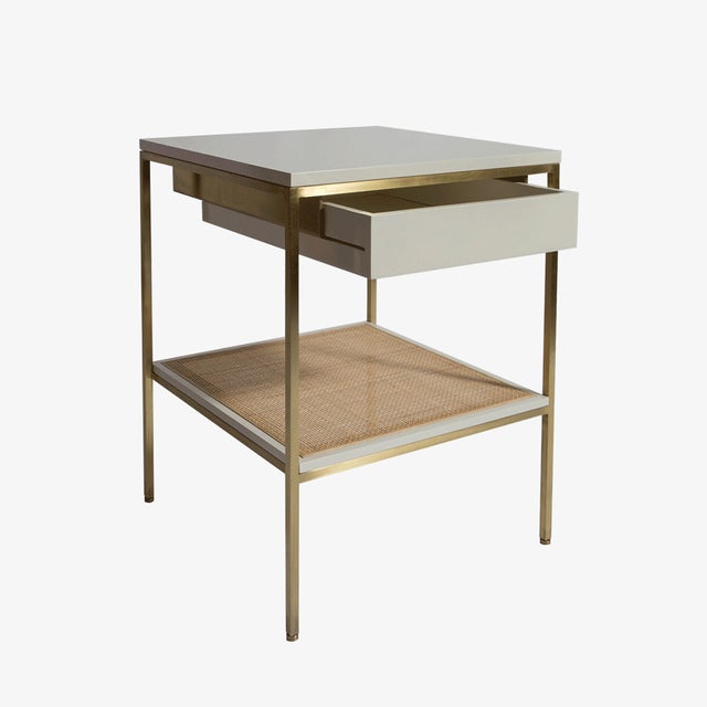 Contemporary Pair of reGeneration 392 Bedside Tables With Gloss Lacquer and Brass For Sale - Image 3 of 4