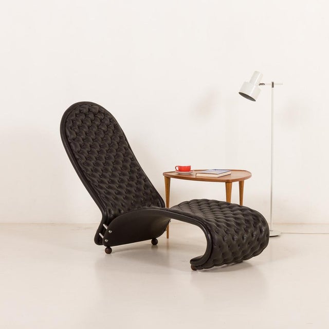 Black Leather Chaise Longue by Verner Panton for Fritz Hansen, 1970s For Sale - Image 17 of 18