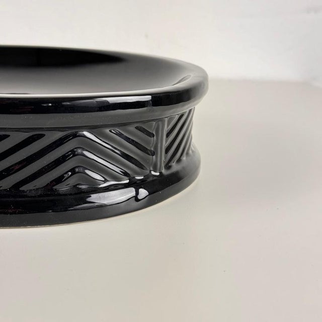 Black Ceramic Catchall or Centrepiece attributed to Tommaso Barbi, Rome, Italy, 1970s For Sale - Image 8 of 16