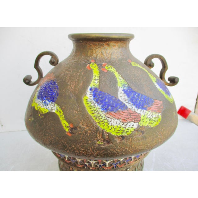 Japanese Japanese Bronze Champlevé Modernist Vase MCM For Sale - Image 3 of 10