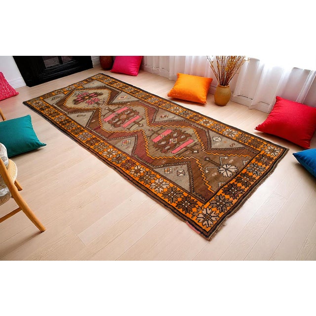 Dimension: 53" x 126" Excluding fringe Material :The original rug is made of wool on wool. Brown, Gray, white and black...