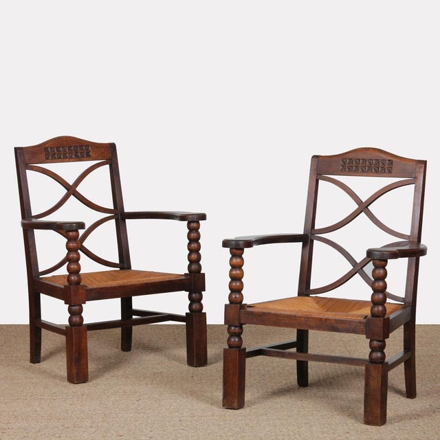 Vintage Armchairs in the style of Charles Dudouyt, 1950, Set of 2, in Good conditions. Designed 1950 to 1959
