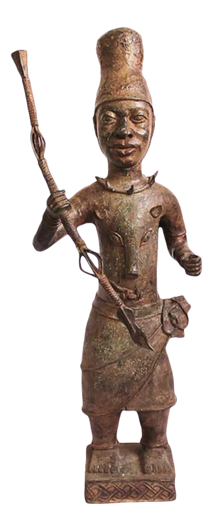 Vintage Original Bronze Benin Nigeria Warrior Sculpture