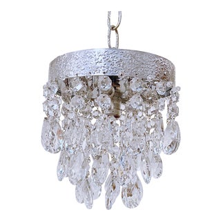 Mid 20th Century Italian Silver Upside Down Layered Cake Chandelier For Sale