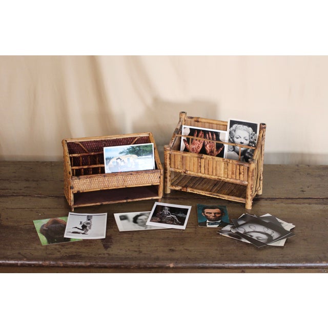Brown Woven and Bamboo Letter Holder or Desk Organizer For Sale - Image 8 of 8