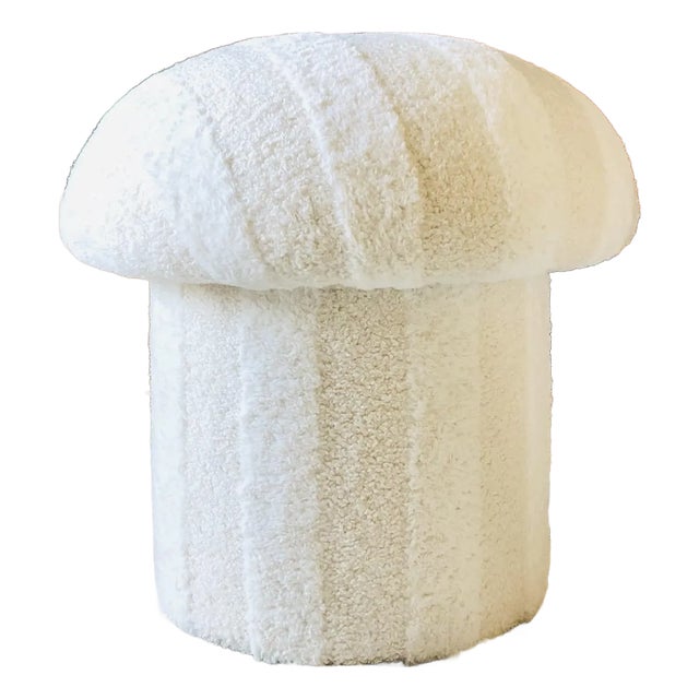 Mushroom Ottoman in Plush Stripe For Sale