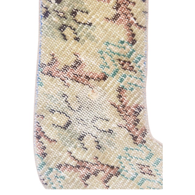 Boho Chic Sand & Rust Vintage Kilim Christmas Stocking, Teal Accent Wool, 11.8 X 17.7 in – Handwoven One of a Kind Decor For Sale - Image 3 of 7