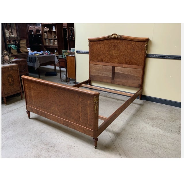 Antique Empire Opulent Bed with Inlays, 1900 For Sale - Image 9 of 11