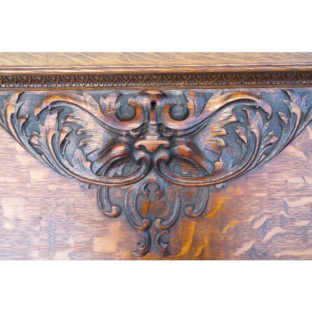 Gothic Late 1800s Tiger Oak Secretary Desk 6276 For Sale - Image 12 of 17