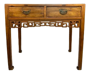 Antique Chinese Hand-Carved Elm Console Table
