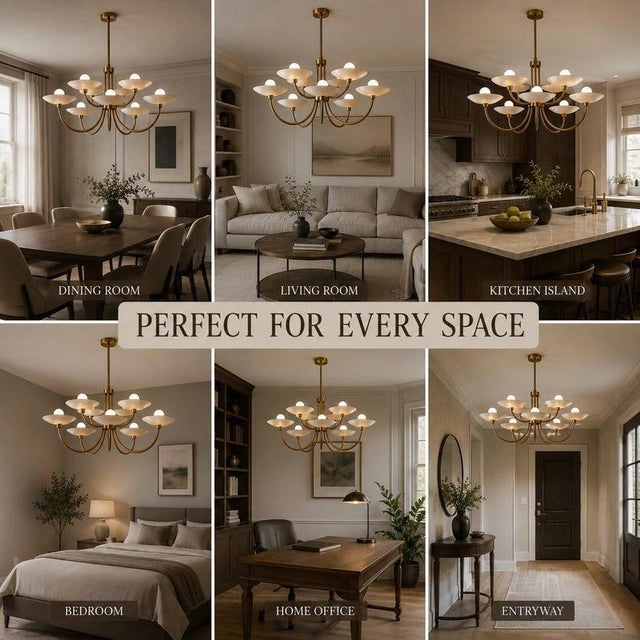 Metal 9 Light Brass Chandelier, Mid Century Modern Globe Light, Handmade Antique Brass Ceiling Fixture, Luxury Dining Room Lighting For Sale - Image 7 of 13