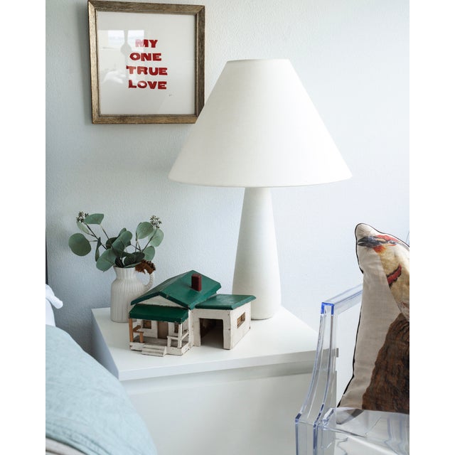 Early 20th Century Vintage Handmade Folk Art House Model With Green Roof For Sale - Image 5 of 7