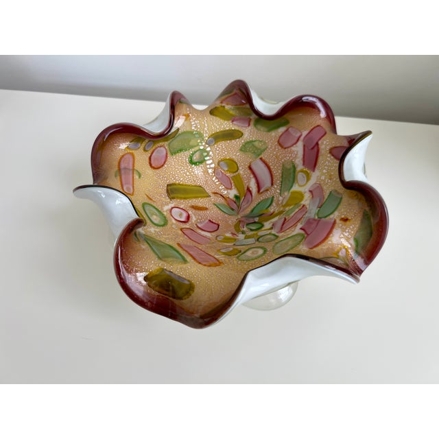 Glass Vintage Mid-Century Modern Murano Art Glass Bowl, Dino Martens For Sale - Image 7 of 12
