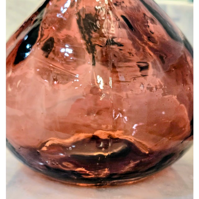 Amethyst Hand-Blown Ribbed Glass Decanter – Rough Pontil, Mid-Century For Sale - Image 9 of 11