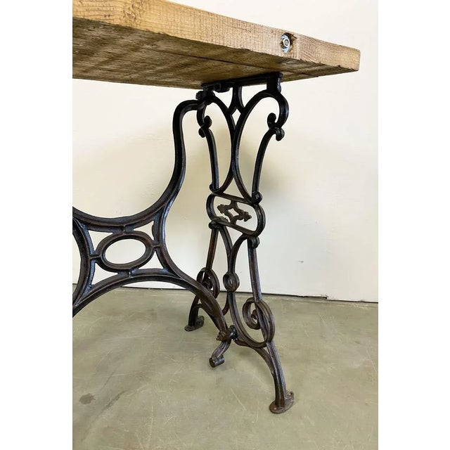 Industrial Iron & Wood Worktable, 1950s For Sale - Image 10 of 14