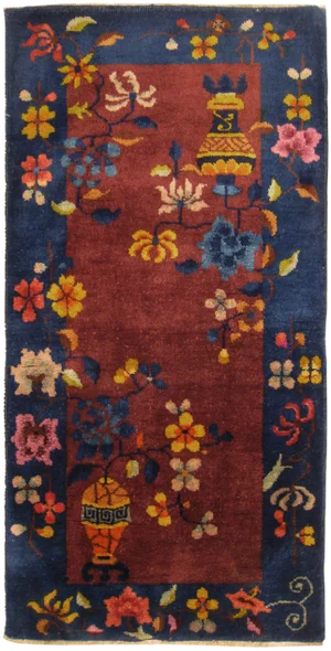 1920s Antique Chinese Art Deco Oriental Rug-2’0"x4'0"
