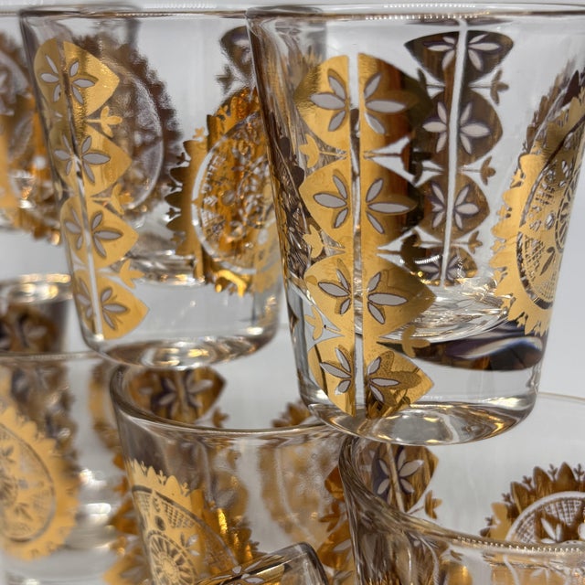 1960s Utd Gold Medallion Shot Glasses - Set of 8 For Sale In New York - Image 6 of 9