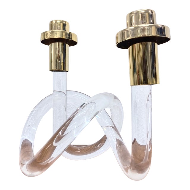 Acrylic Glass Double Candleholder by Elaine Bscheider for Dorothy Thorpe, 1960s For Sale