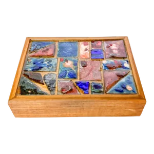 Mid-Century Enameled Copper Art Inlay Box