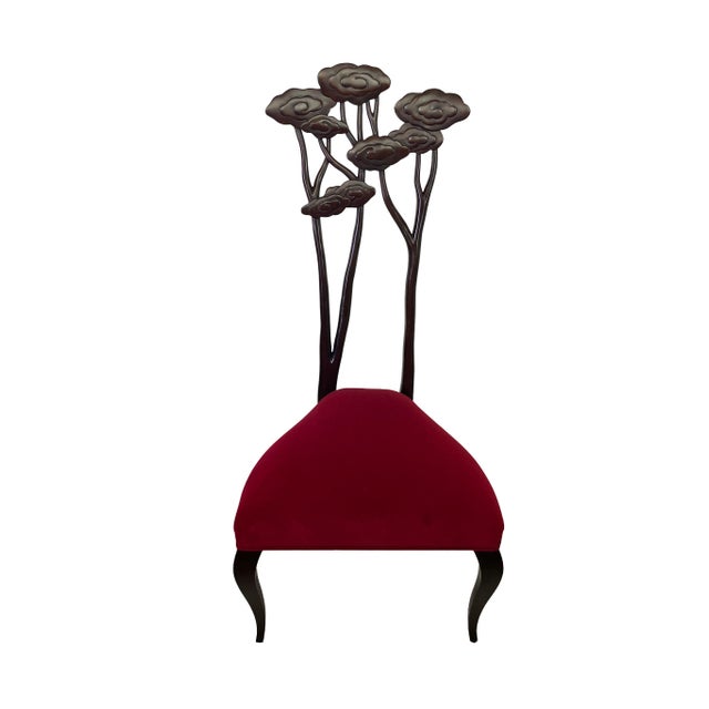 Oxblood Red Christopher Guy Le Jardin Carved Floral Mahogany Dining Chairs, Set of 4 For Sale - Image 8 of 18