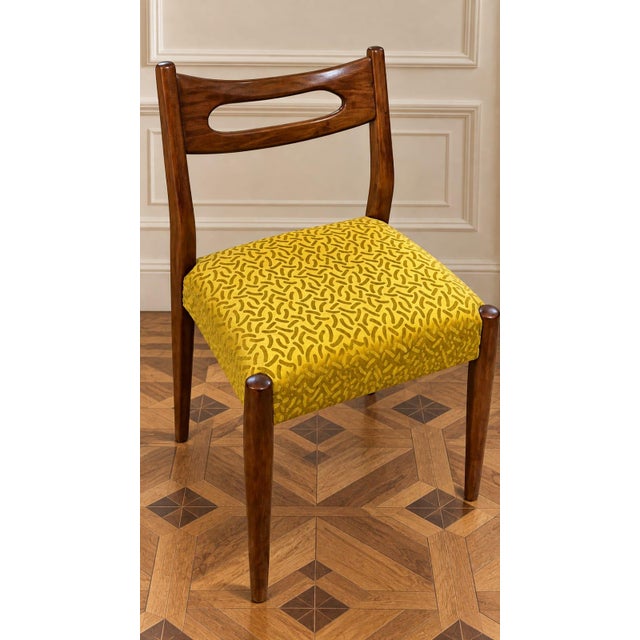 Mid-Century Modern Mid-Century Modern Wooden Dining Chairs with Mustard Yellow Upholstery, 1960s, Set of 6 For Sale - Image 3 of 3
